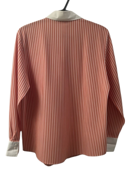 Talbots Coral-Orange White Stripe Wrinkle Resistant Button Down Shirt Size 10 - Picture 4 of 4